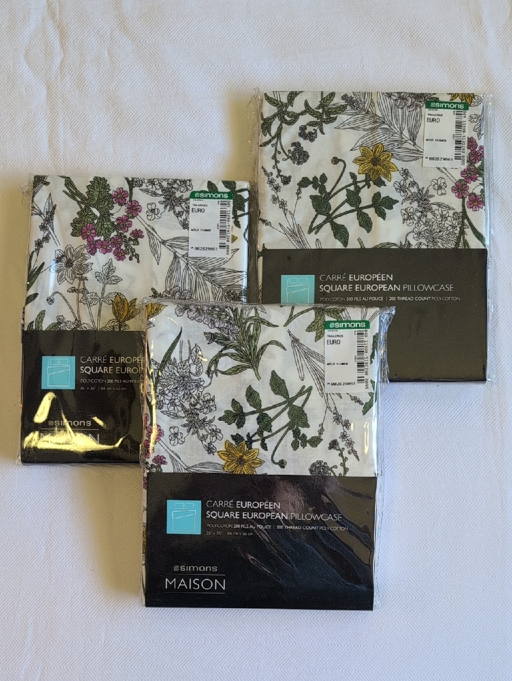 Simons Maison NWT Square Euro Pillowcase Lot of 3 Floral 26x26
